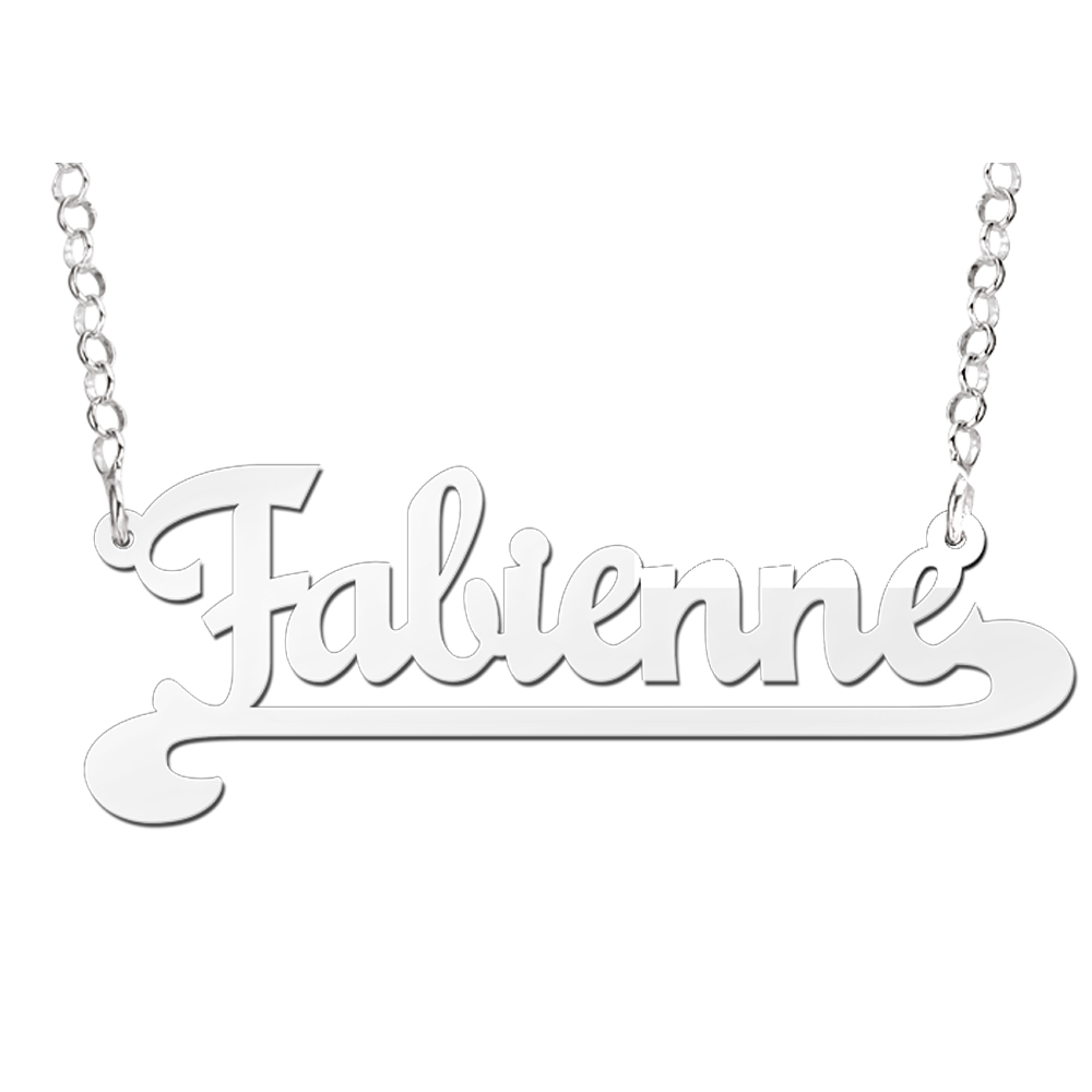Zilveren naamketting model Fabienne