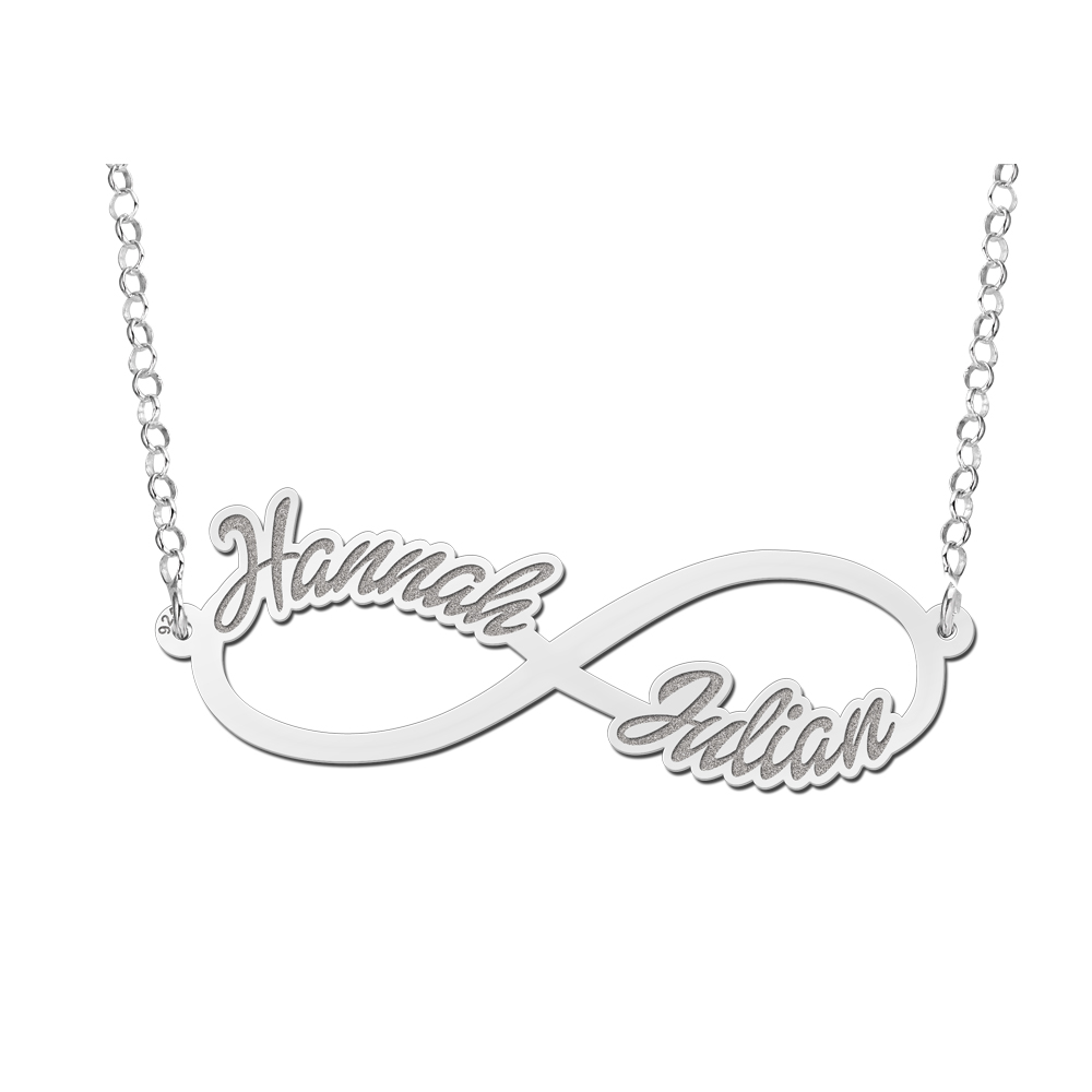 Zilveren Infinity ketting met twee namen