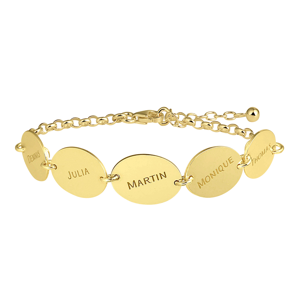 Gouden armband 5 ovaaltjes