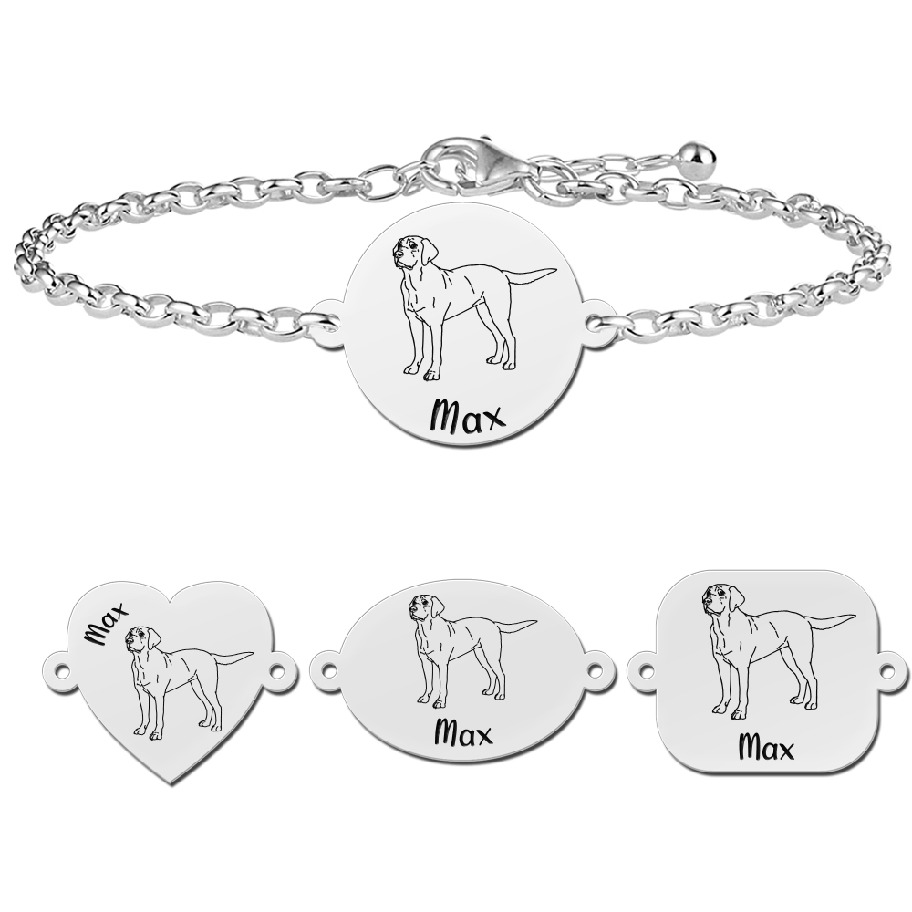 Zilveren Labrador armband met gravure