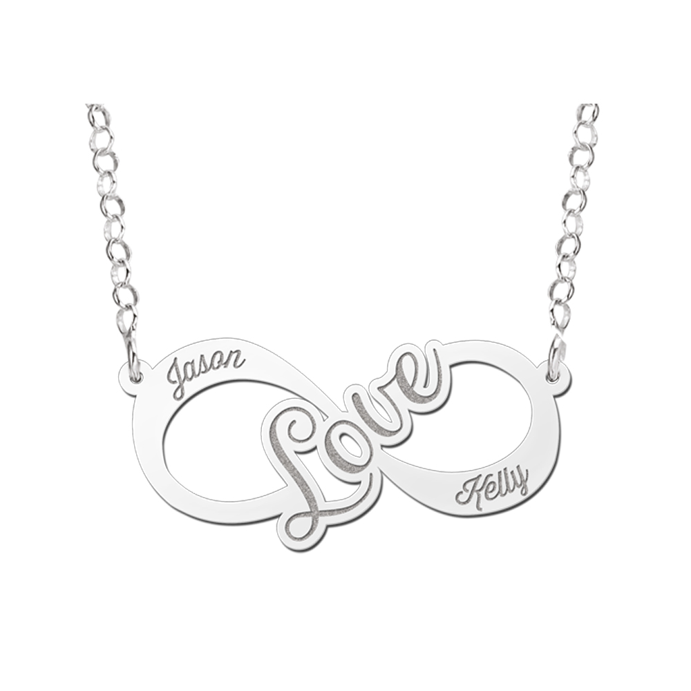 Zilveren infinity ketting love