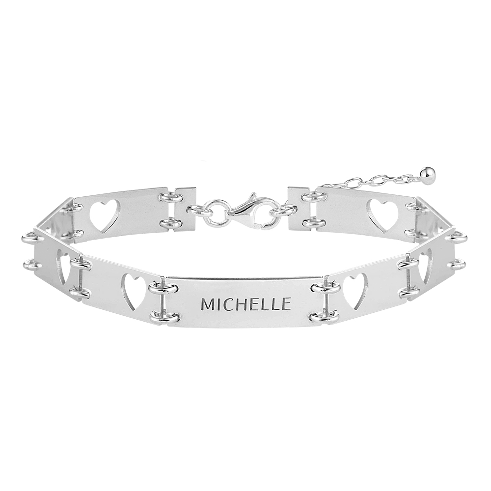 Zilveren armband uitgesneden hartjes