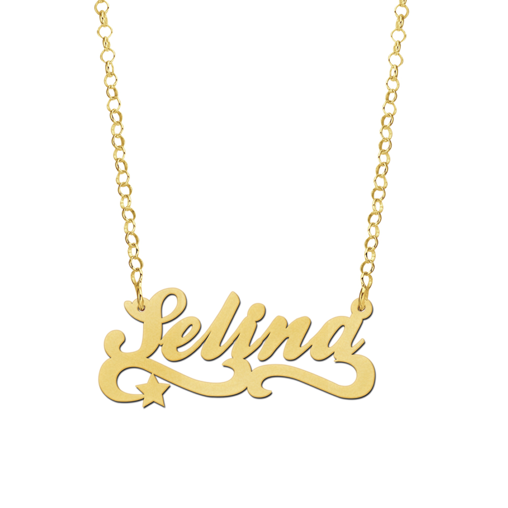 Gouden naam ketting model Selina