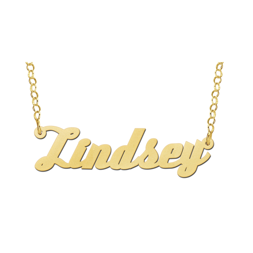 Vergulde naamketting model Lindsey