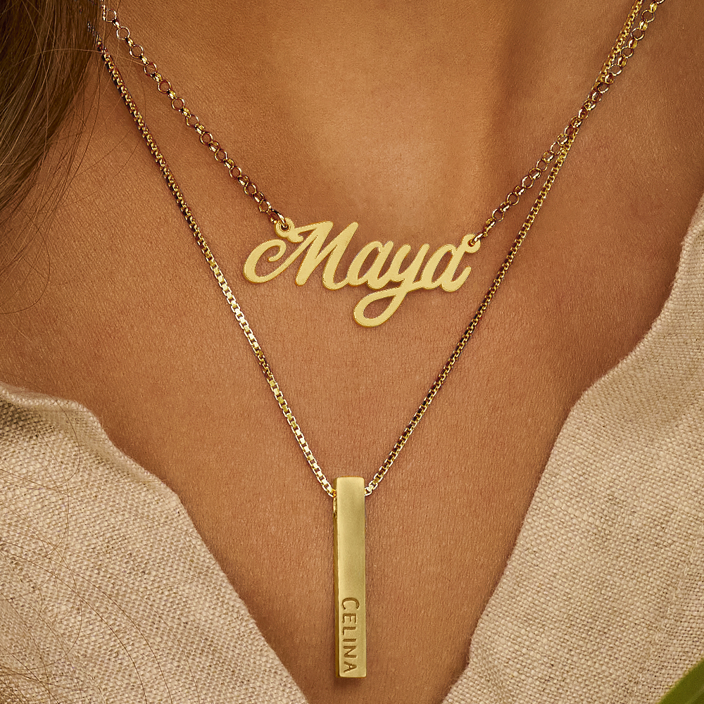 Gouden naamketting model Maya