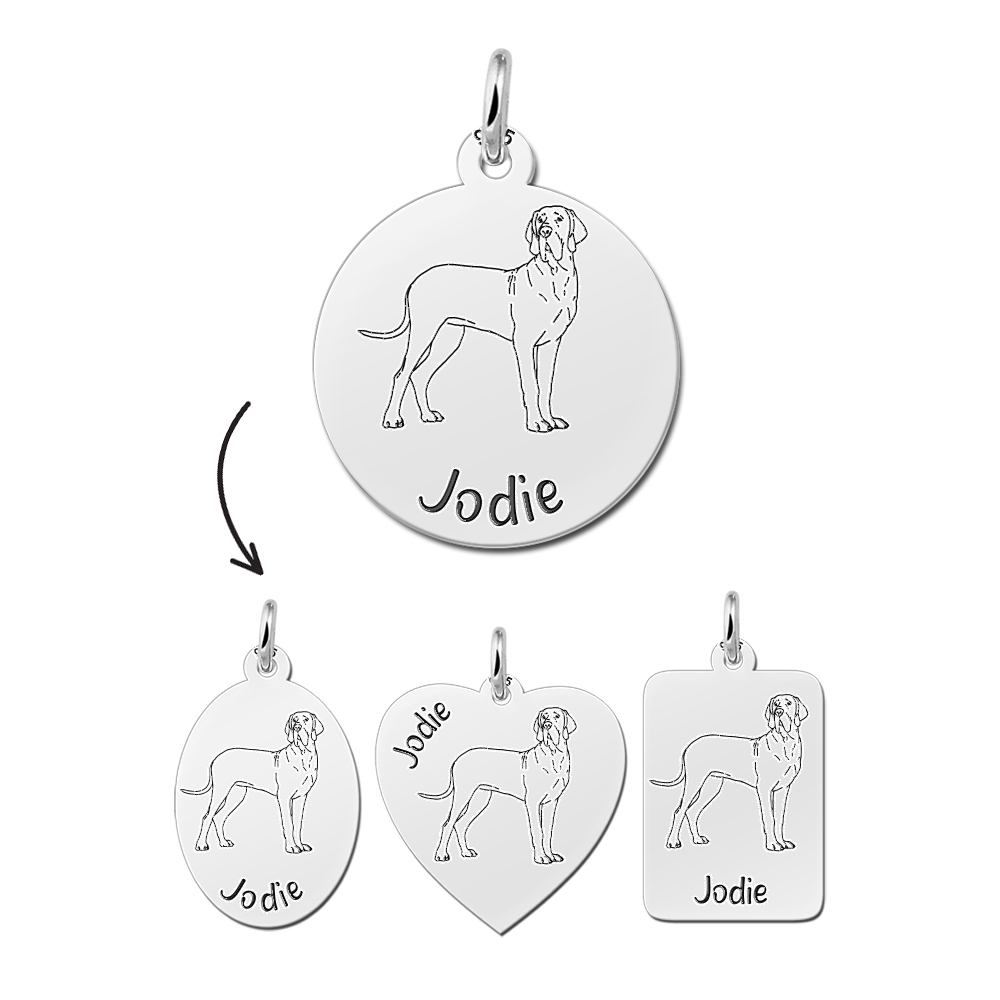 Zilveren honden ketting met gravure Great Dane/Duitse Dog