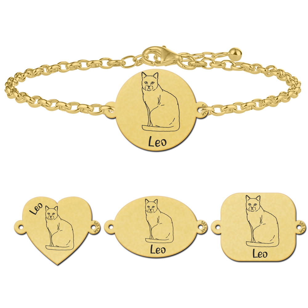 Gouden armband kat gewone huiskat/Vuilnisbakkenras kat