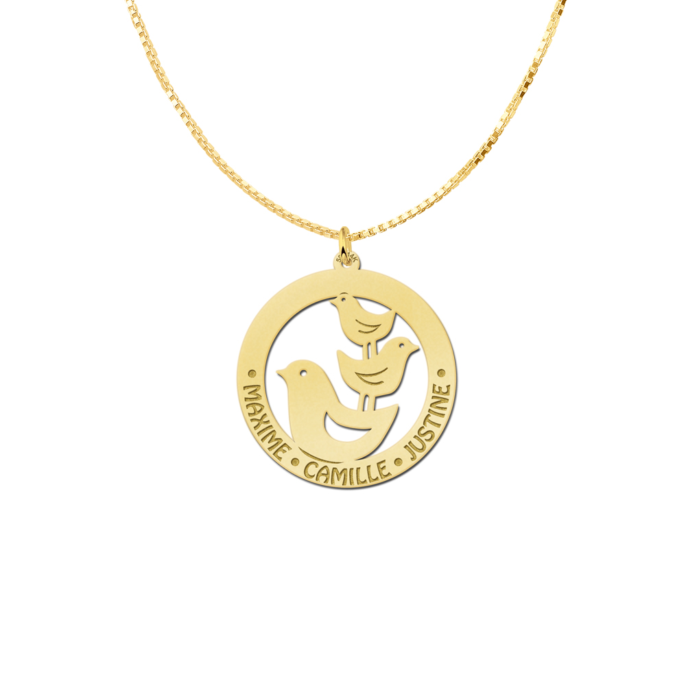 Gouden naamsieraden 3 vogels