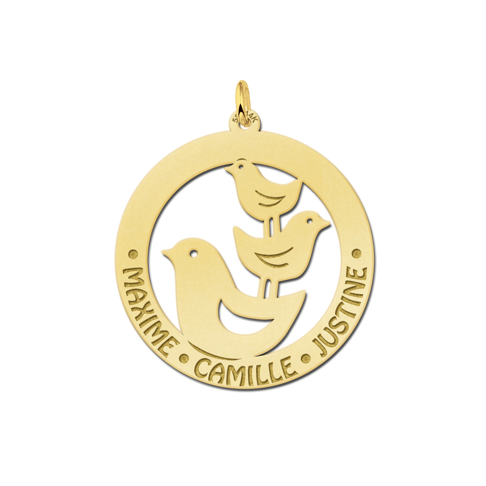 Gouden naamsieraden 3 vogels