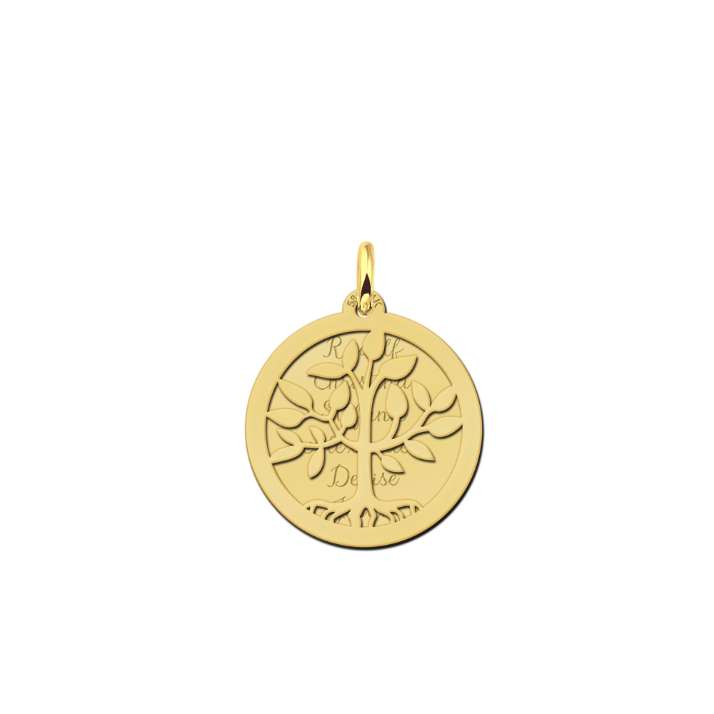 Gouden levensboomketting met twee schijven