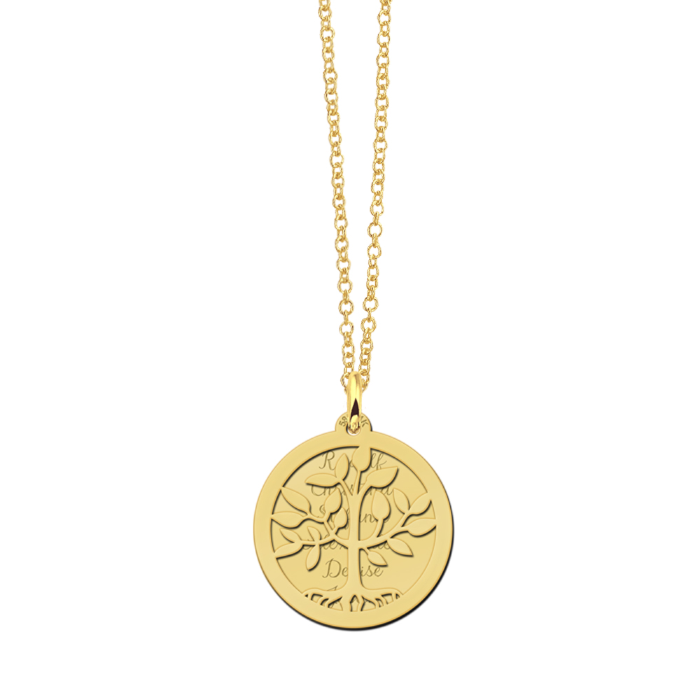 Gouden levensboomketting met twee schijven