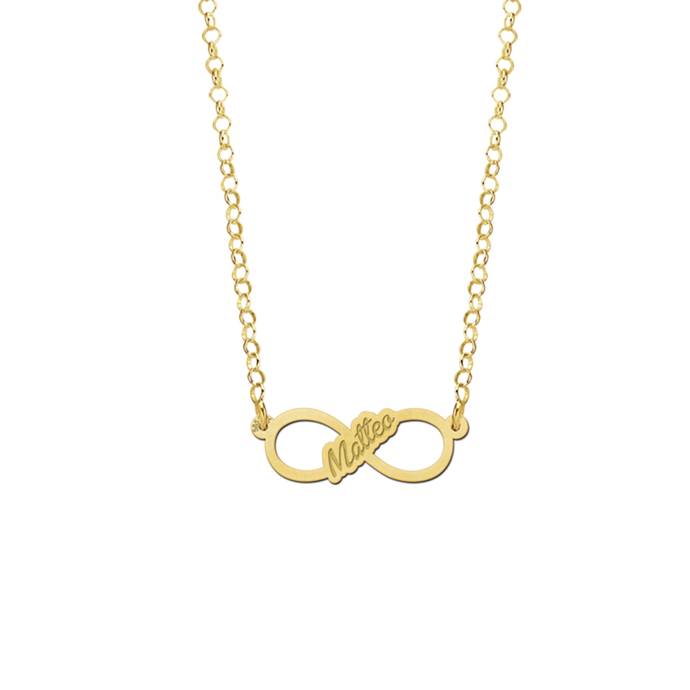 Gouden infinity ketting met geschreven naam - small