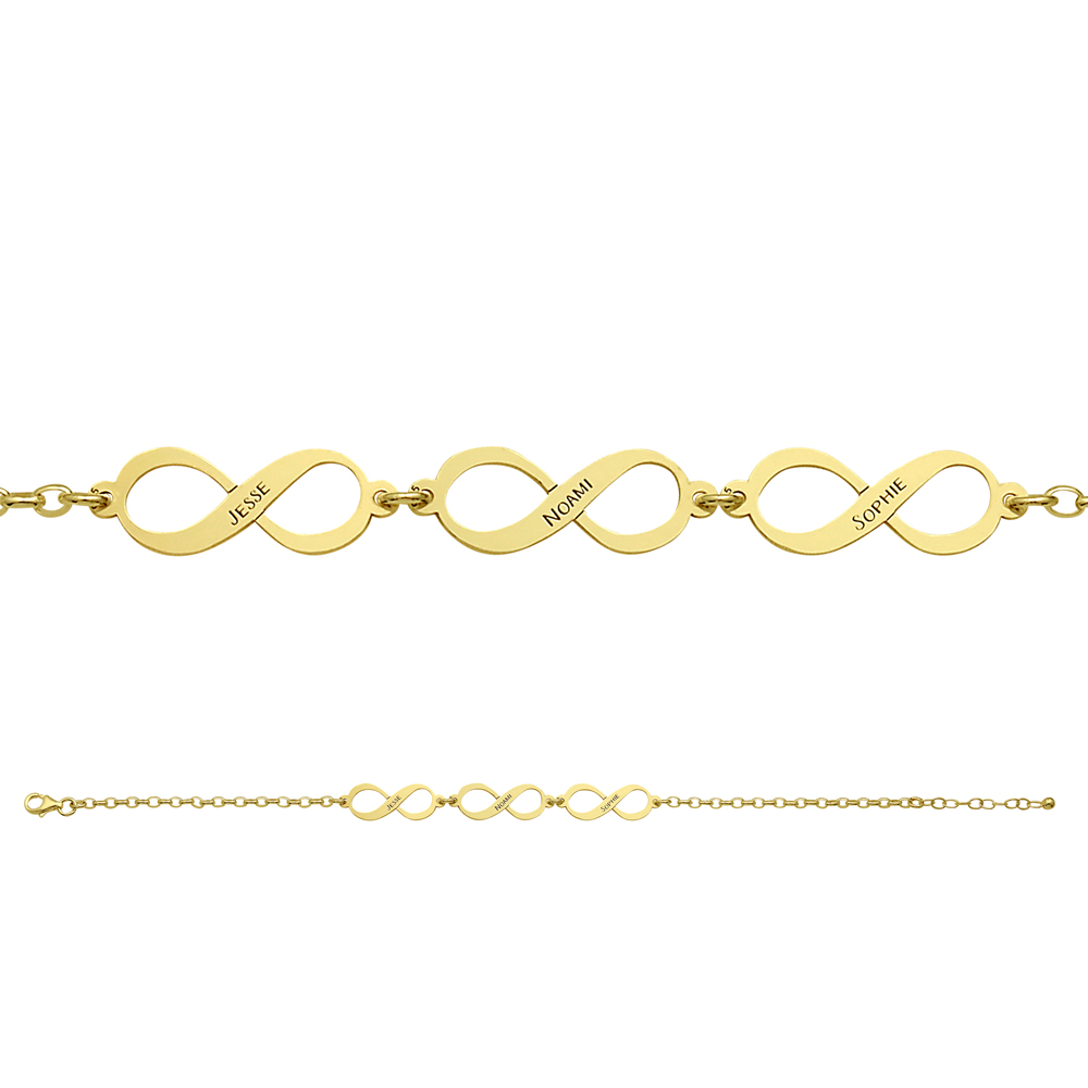 Gouden armband infinity 3 namen