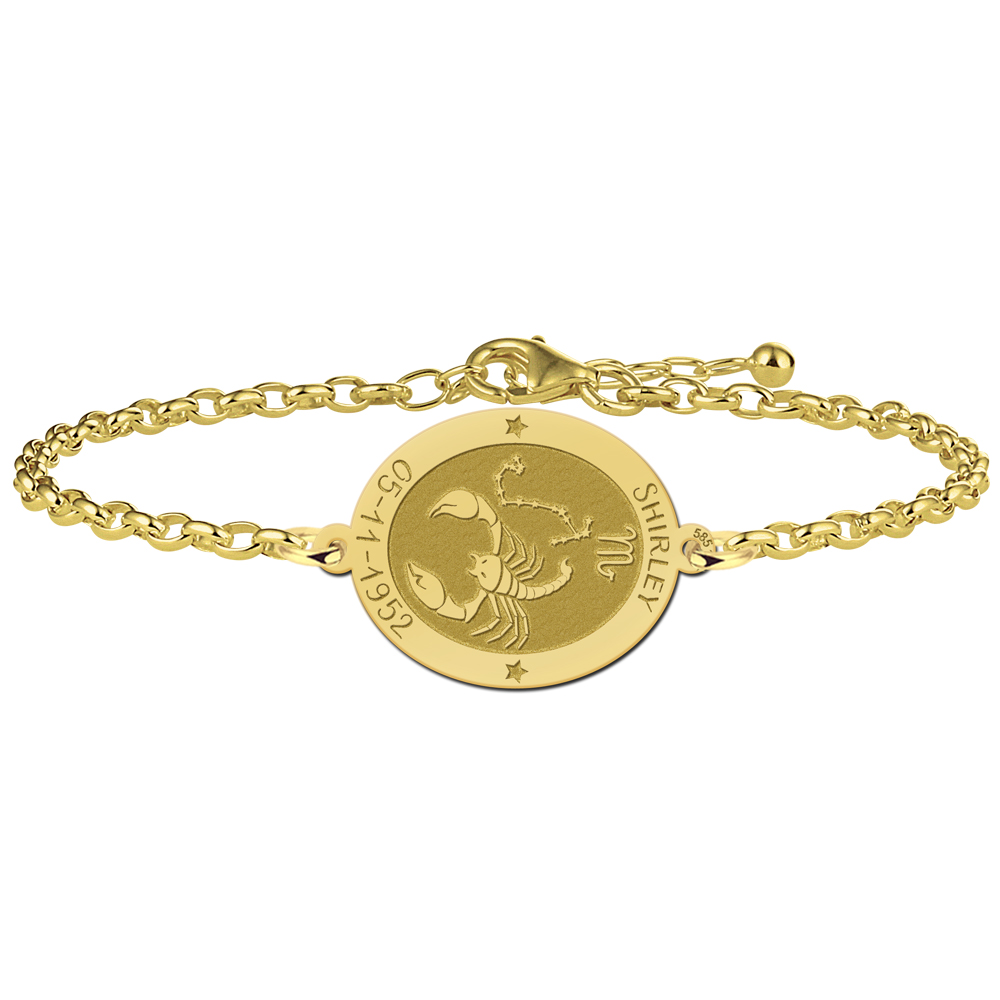 Gouden sterrenbeeld armband ovaal Schorpioen