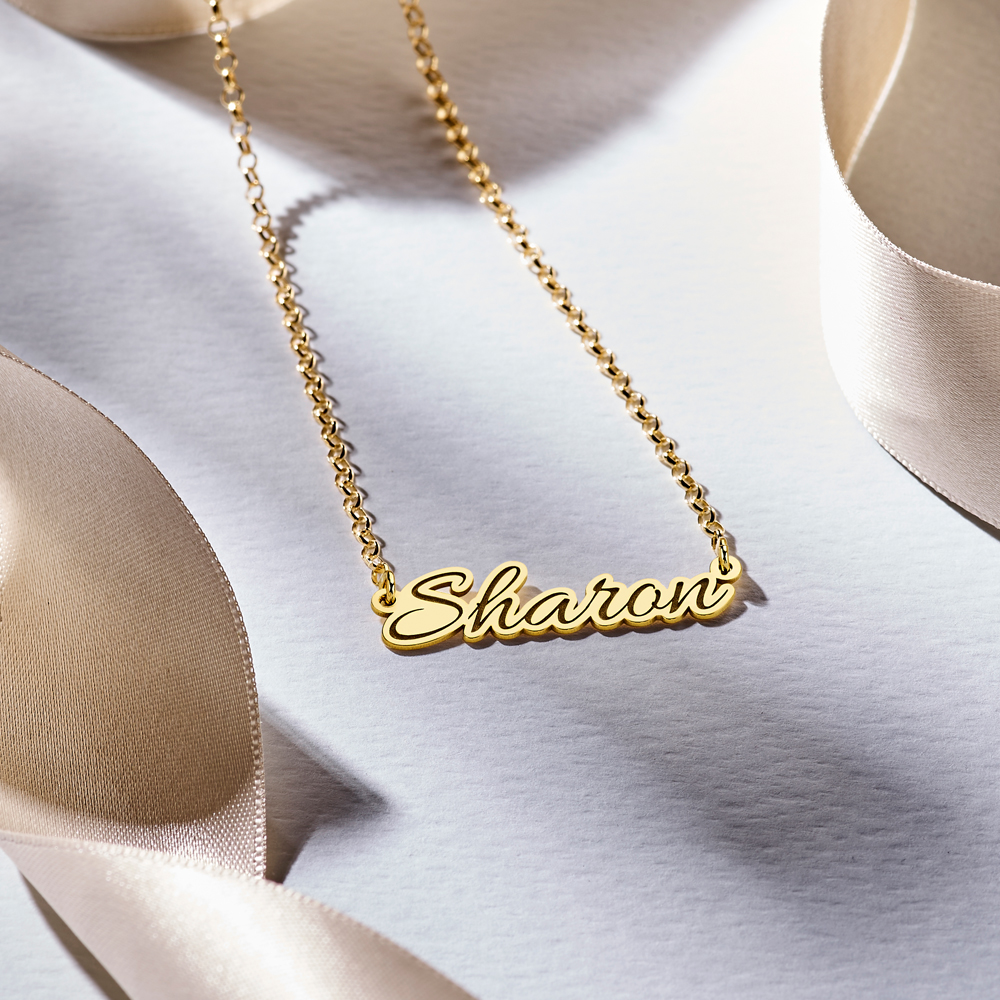 Vergulde naamketting model Carolin