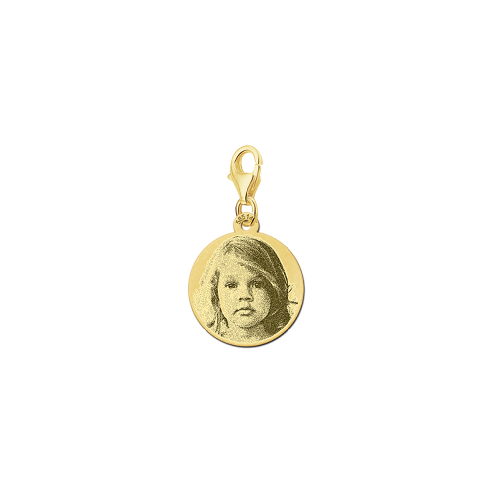 Gouden bedel met foto gravering