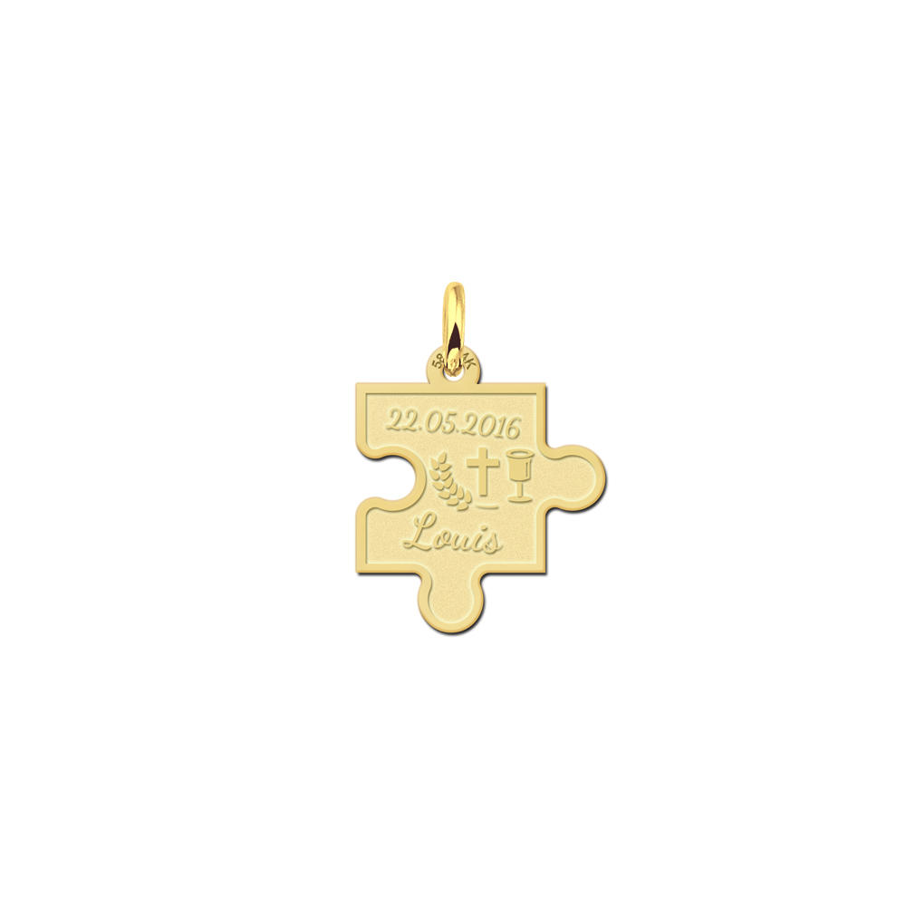 Gouden communie hanger puzzelstuk