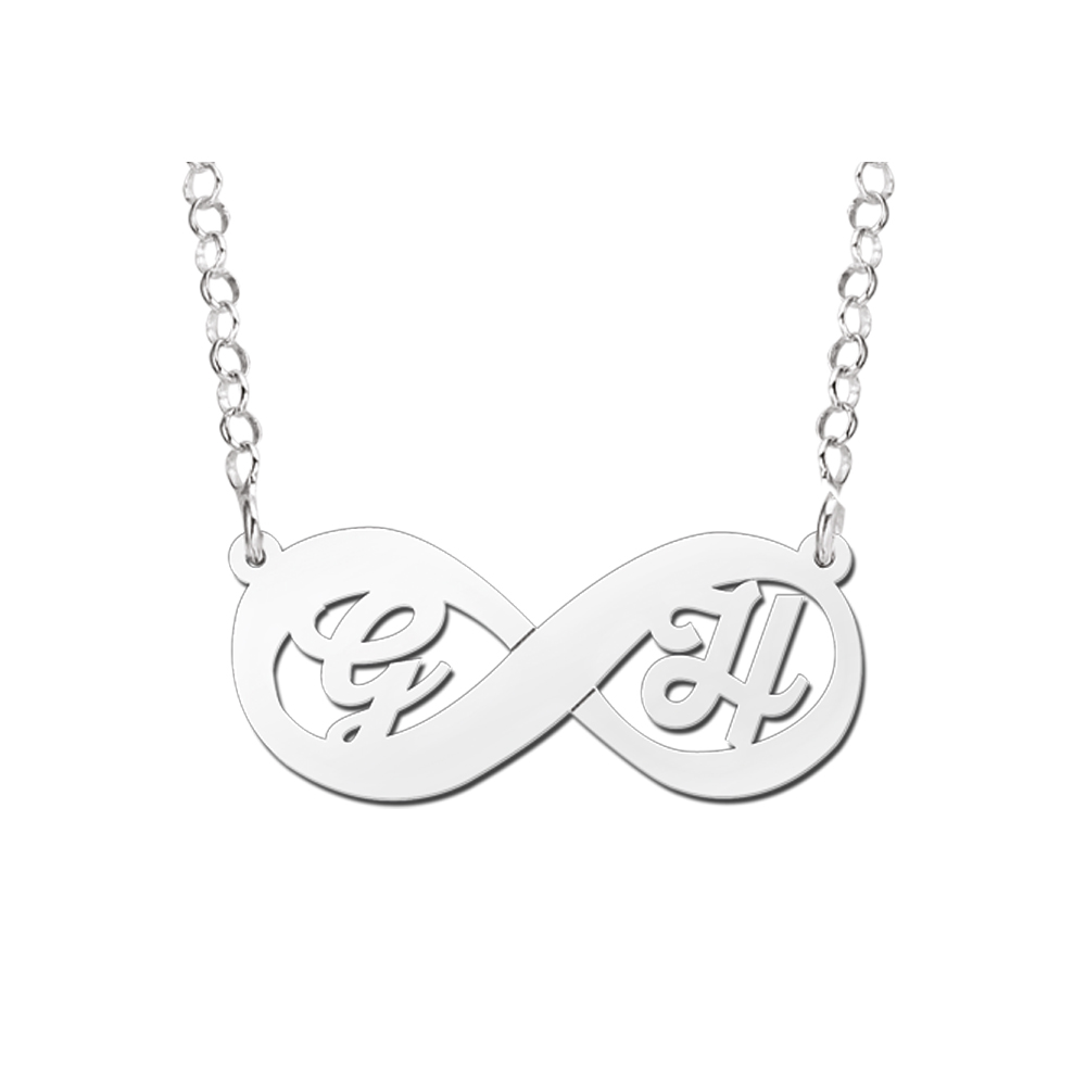 Zilveren hanger infinity initialen