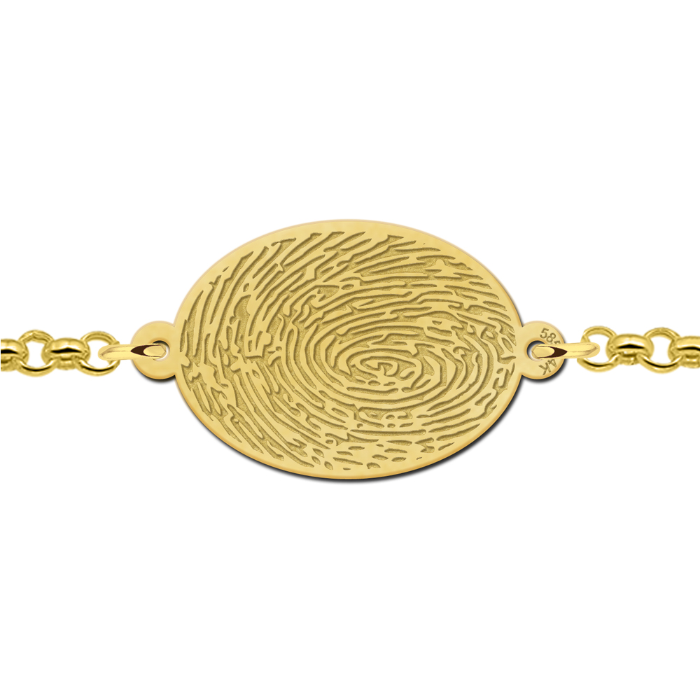 Gouden armband met vingerafdruk ovaal