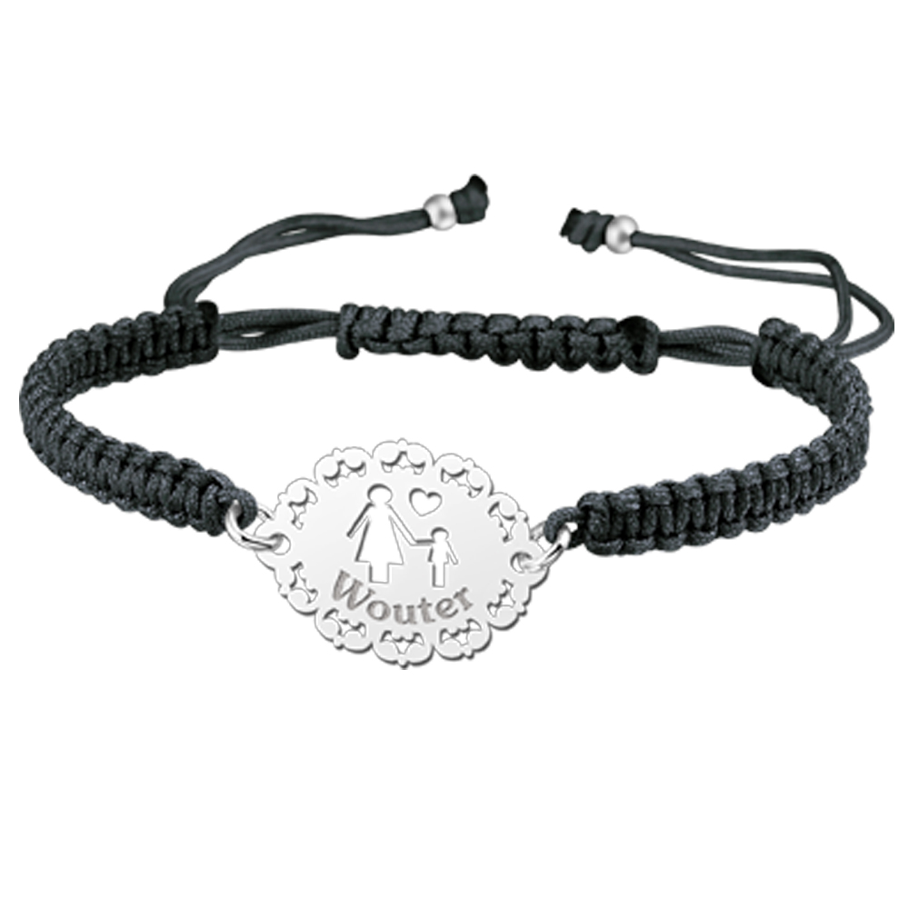 Zilveren shamballa armband moeder-zoon