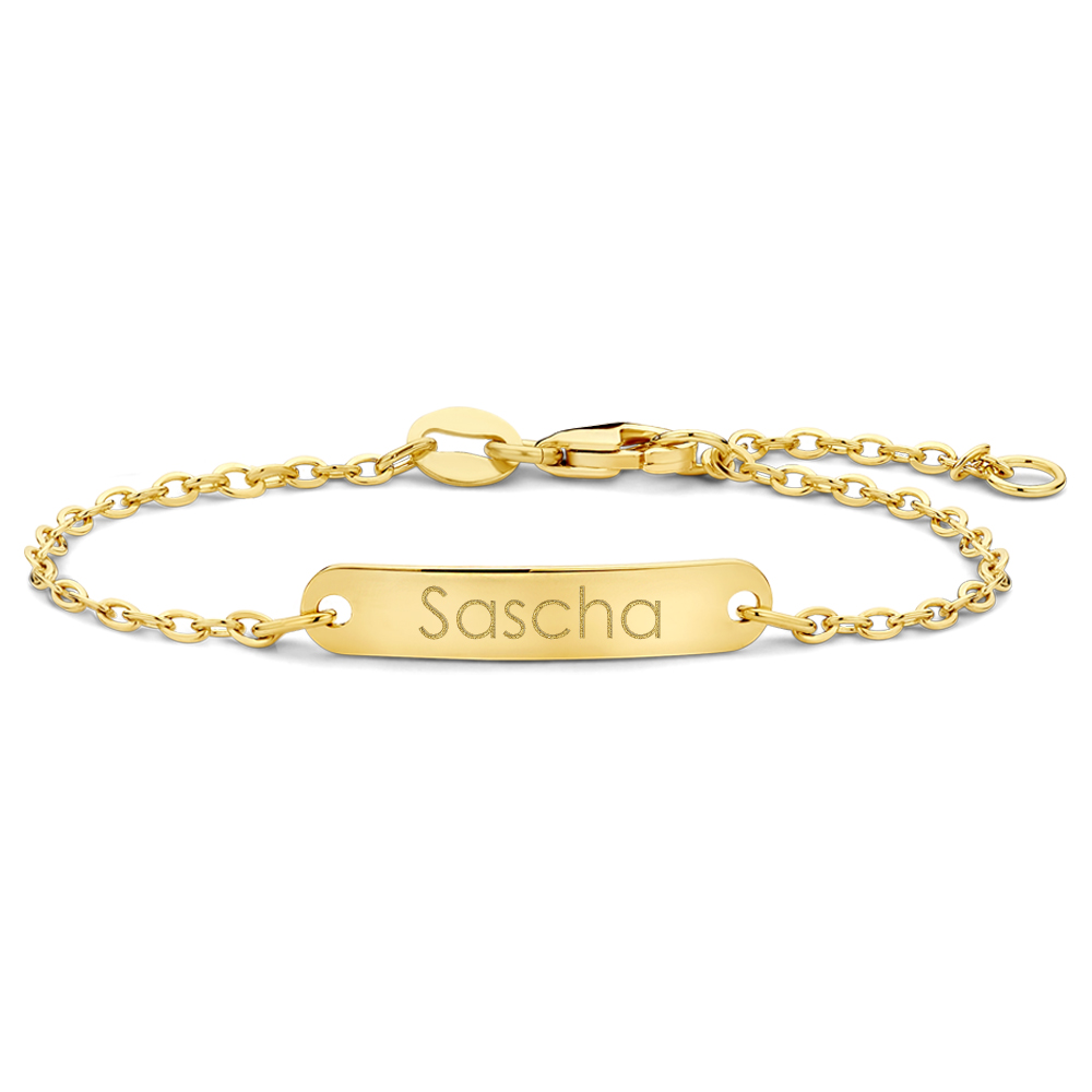 Gouden Baby armband met naamgravure Jasseron