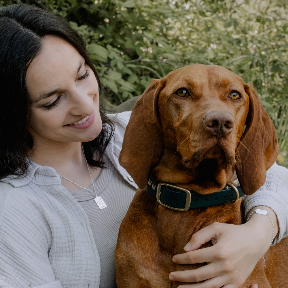 Zilveren honden ketting met naam Border Collie