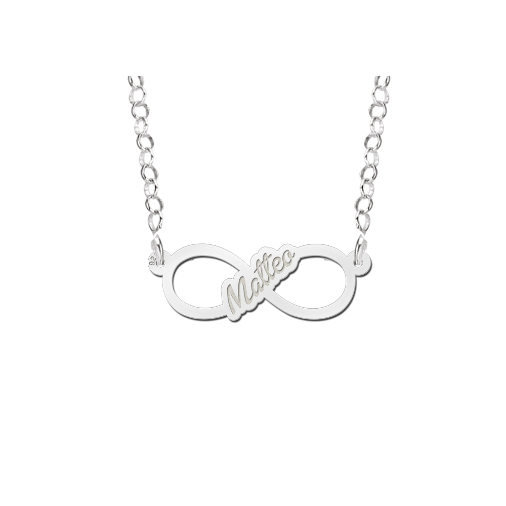 Zilveren infinity ketting met geschreven naam - small