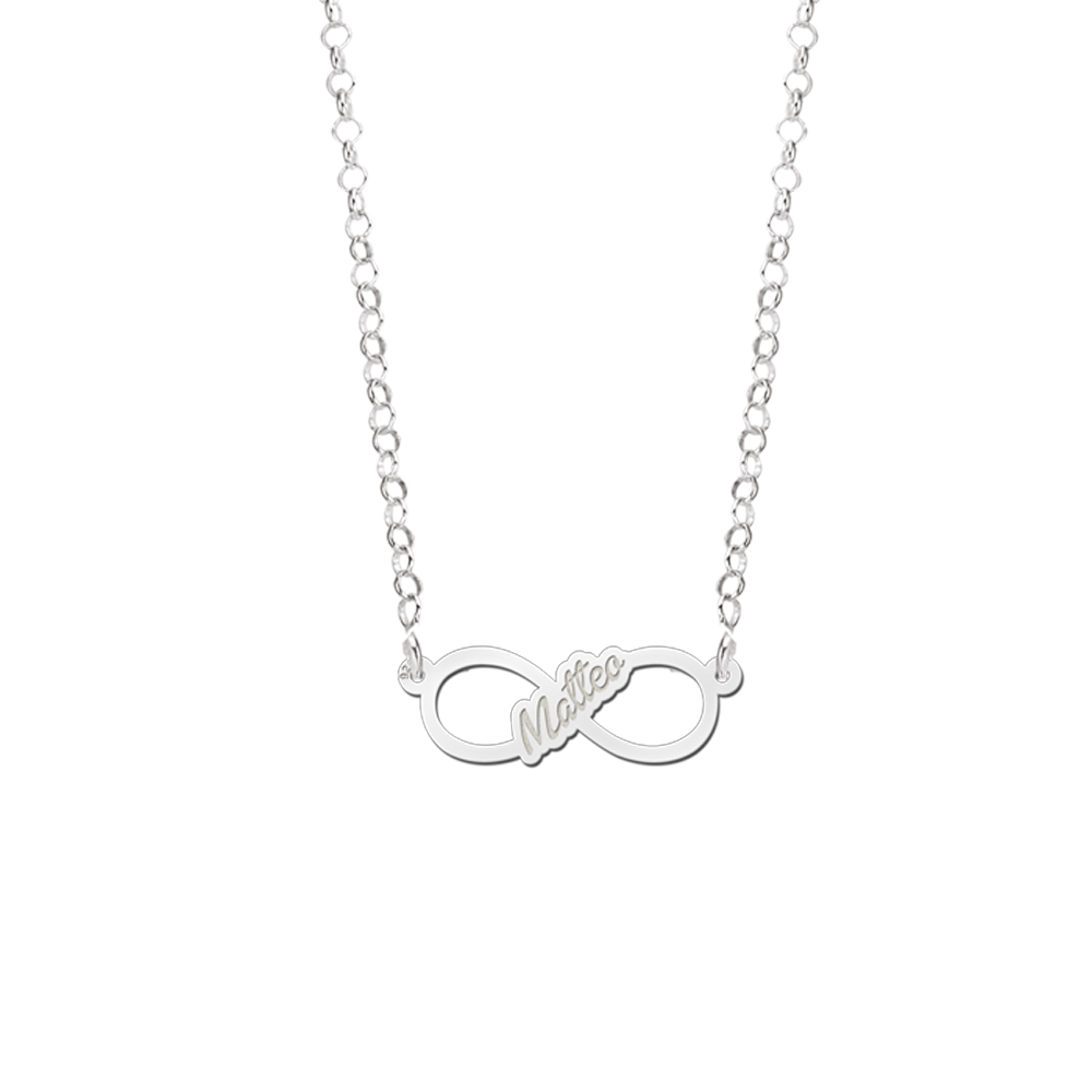 Zilveren infinity ketting met geschreven naam - small