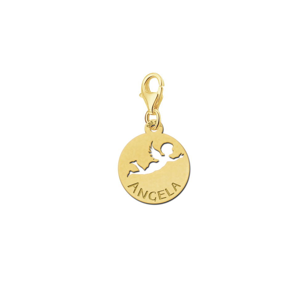 Gouden charm engel met naam