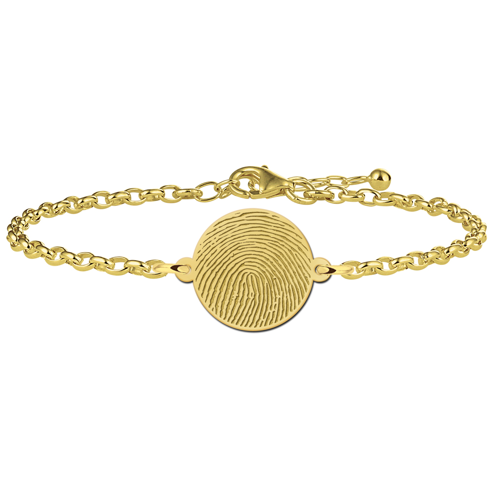 Vergulde ronde armband met vingerafdruk