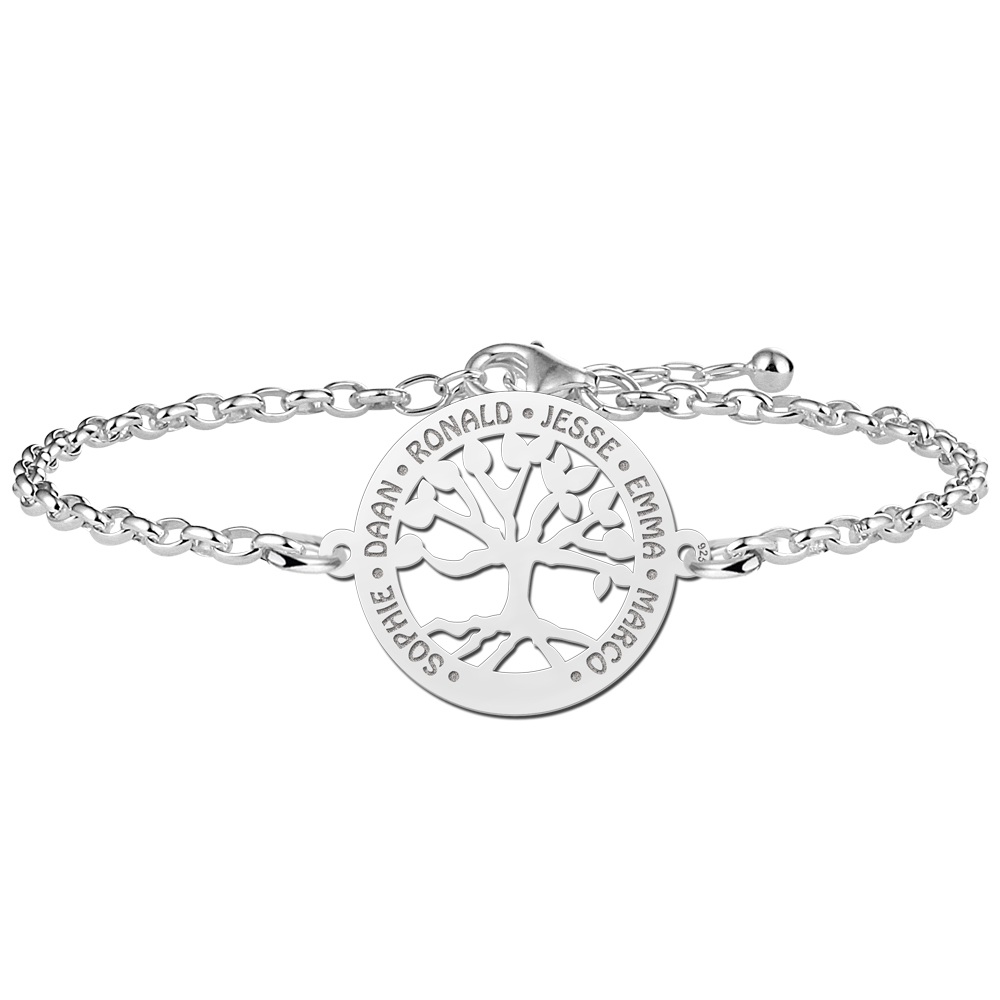 Zilveren armband met uitgesneden levensboom