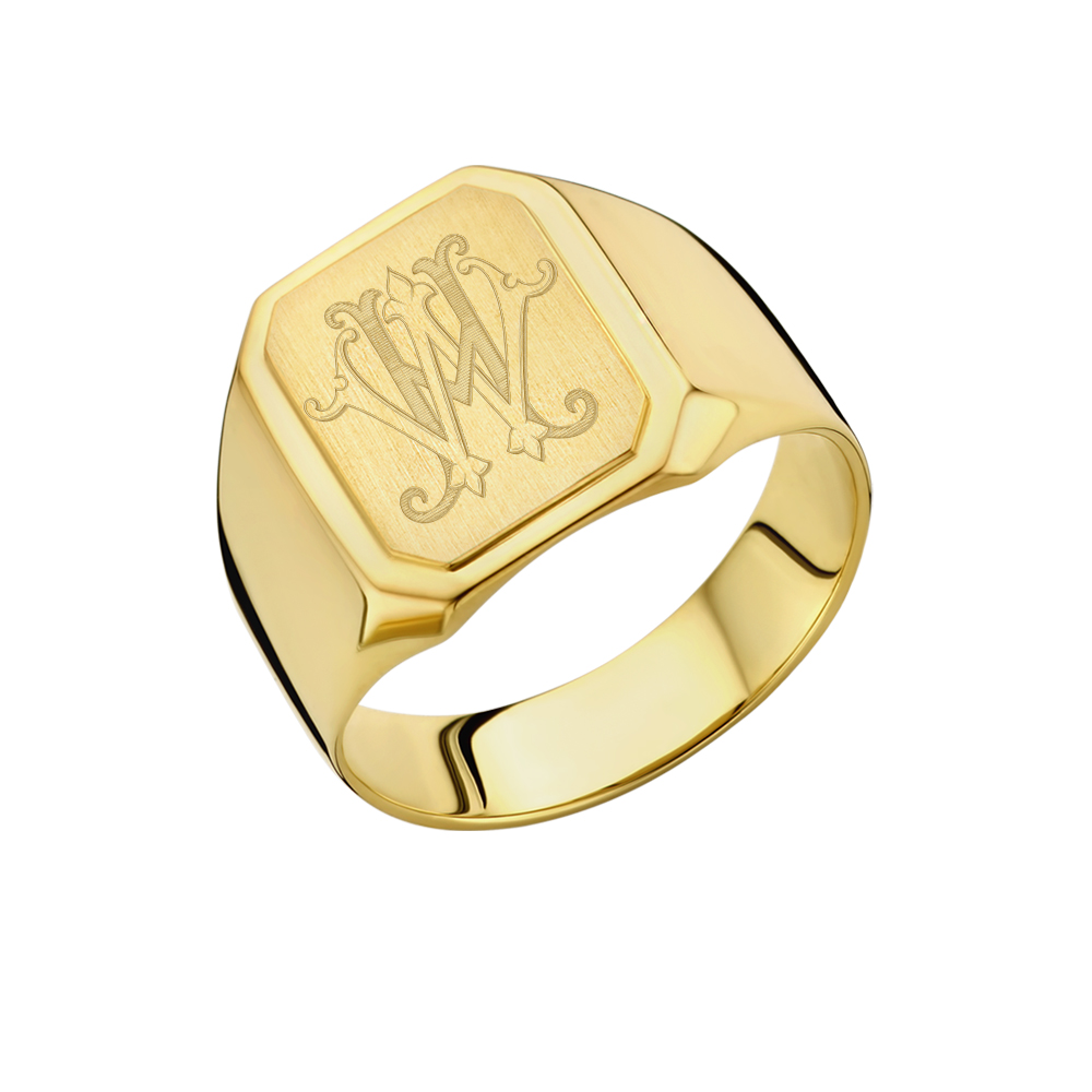 Gouden zegelring met monogram - achthoekig