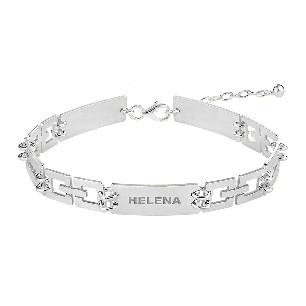 Zilveren armband schakels rechthoek