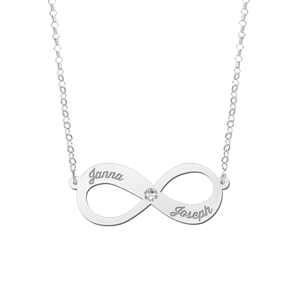 Zilveren infinity ketting met zirkonia