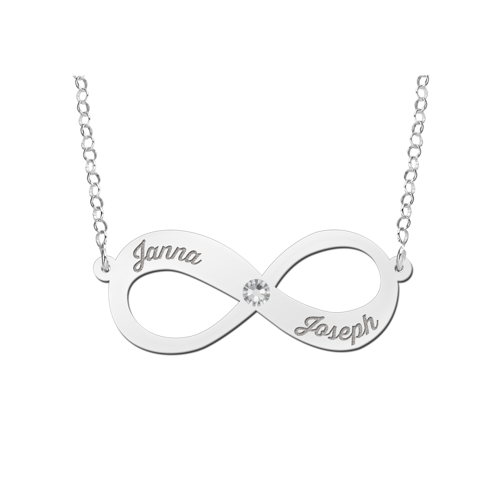 Zilveren infinity ketting met zirkonia