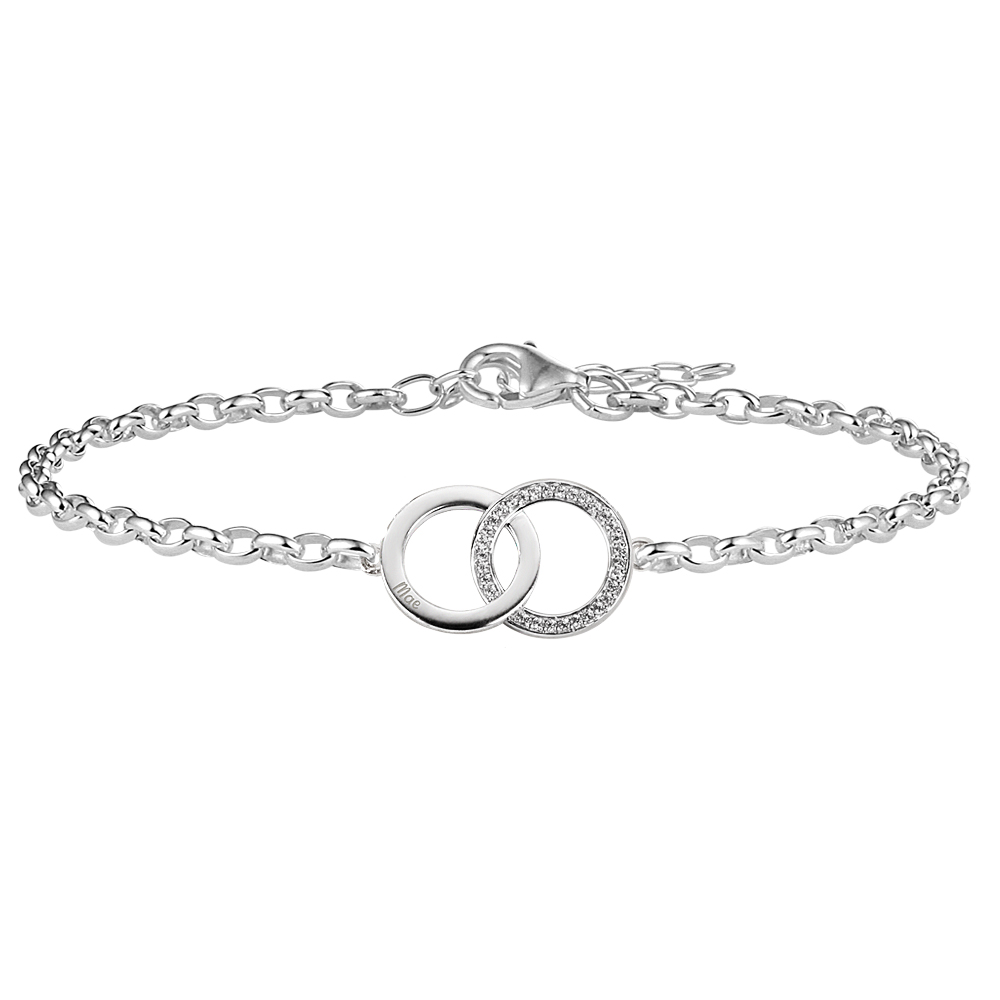 Gegraveerde armband rondjes met zirkonia's