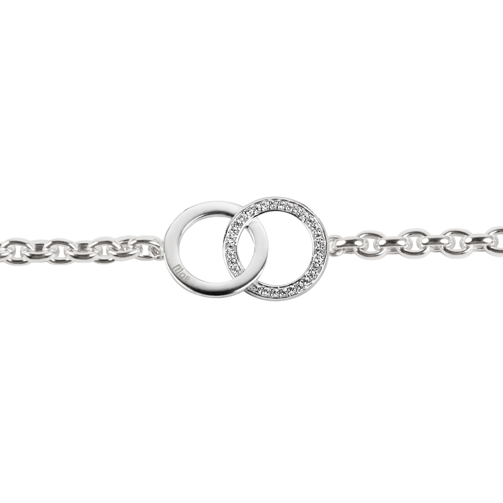 Gegraveerde armband rondjes met zirkonia's