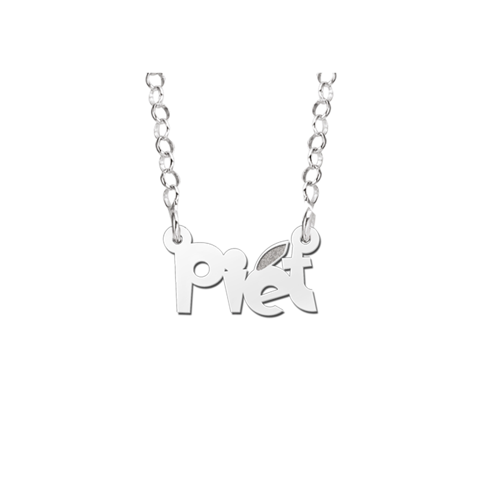 Zilveren kinder ketting Piet