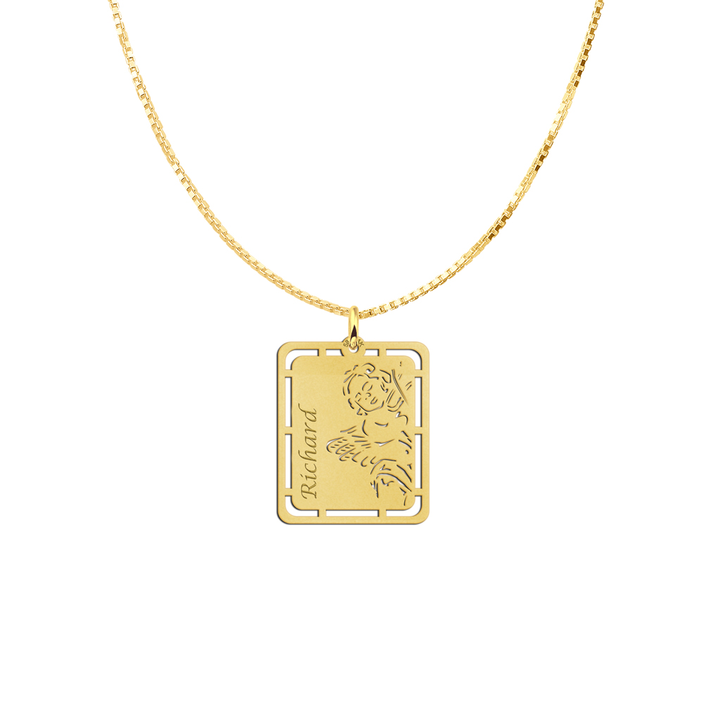 Gouden hanger met engel en naamgravure