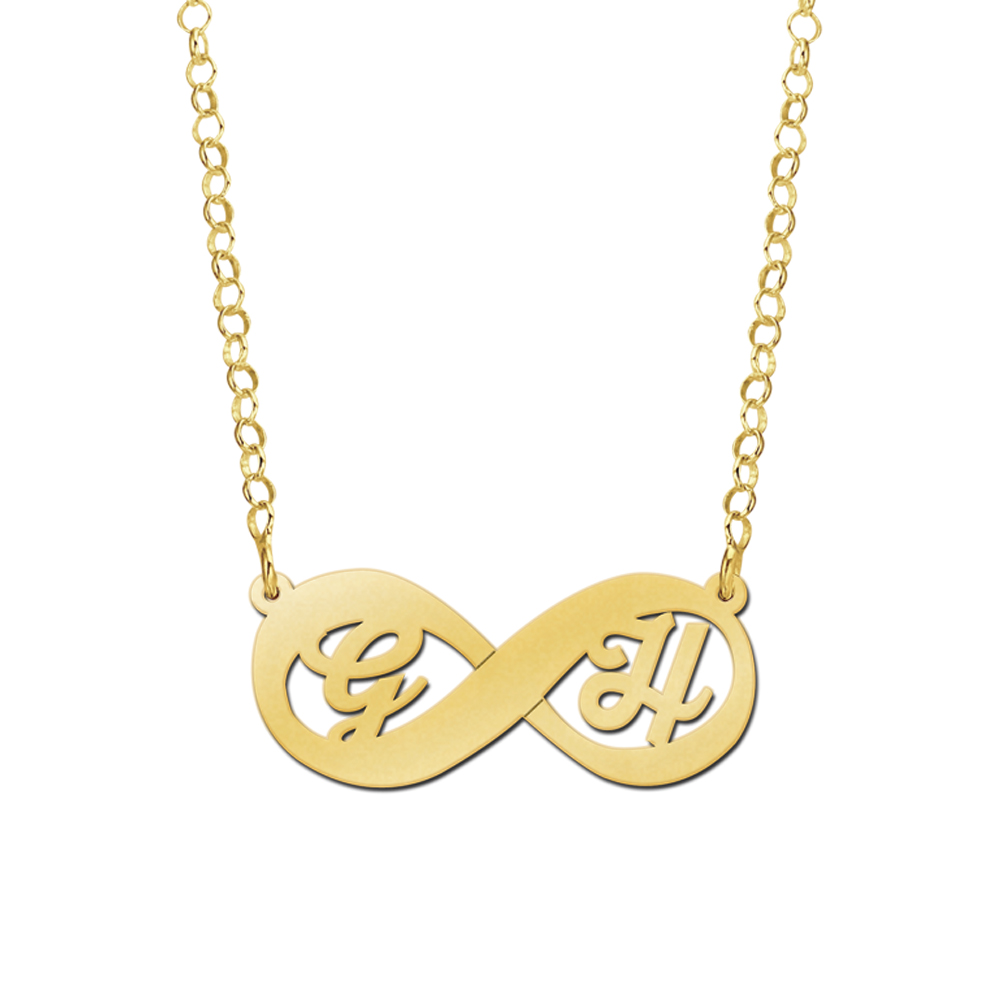 Gouden infinity ketting met initialen