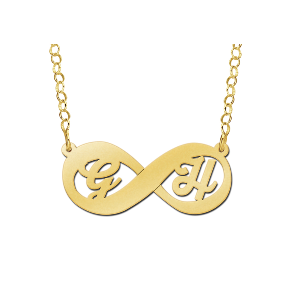 Gouden hanger infinity initialen