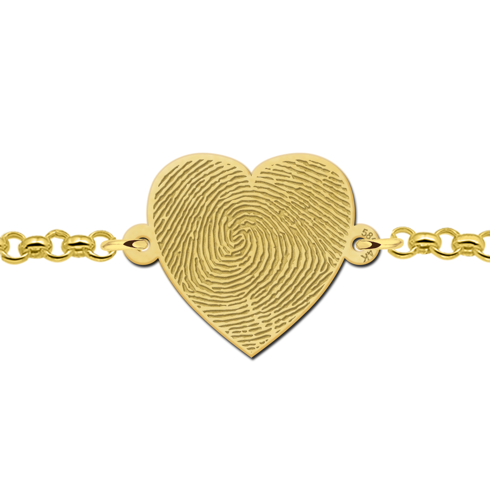 Gouden armband met vingerafdruk hart