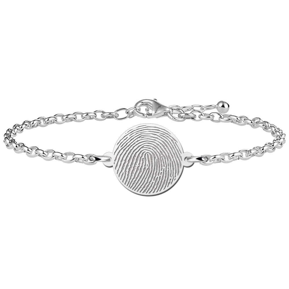 Zilveren armband met ronde vingerafdruk
