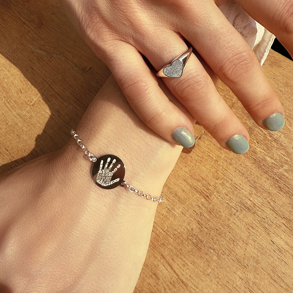 Zilveren armband met ronde vingerafdruk