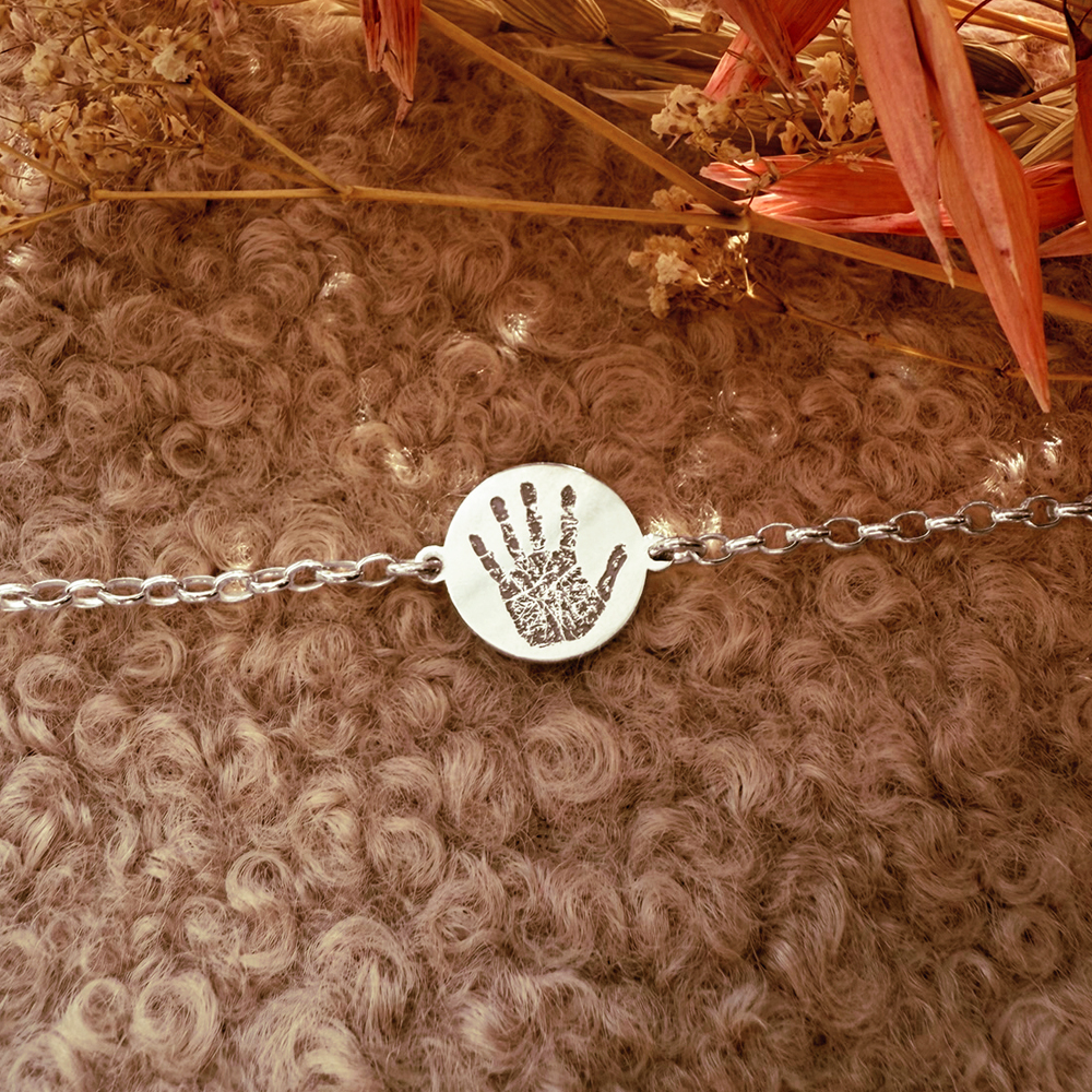 Zilveren armband met ronde vingerafdruk