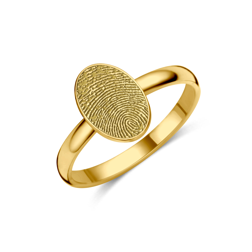Gouden ring met ovaal en vingerafdruk