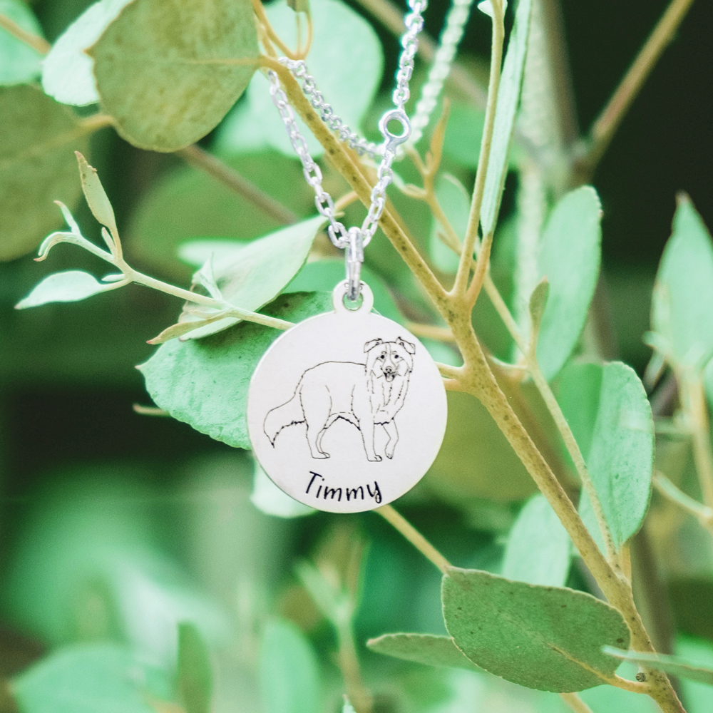 Zilveren naam ketting met hond Golden Retriever