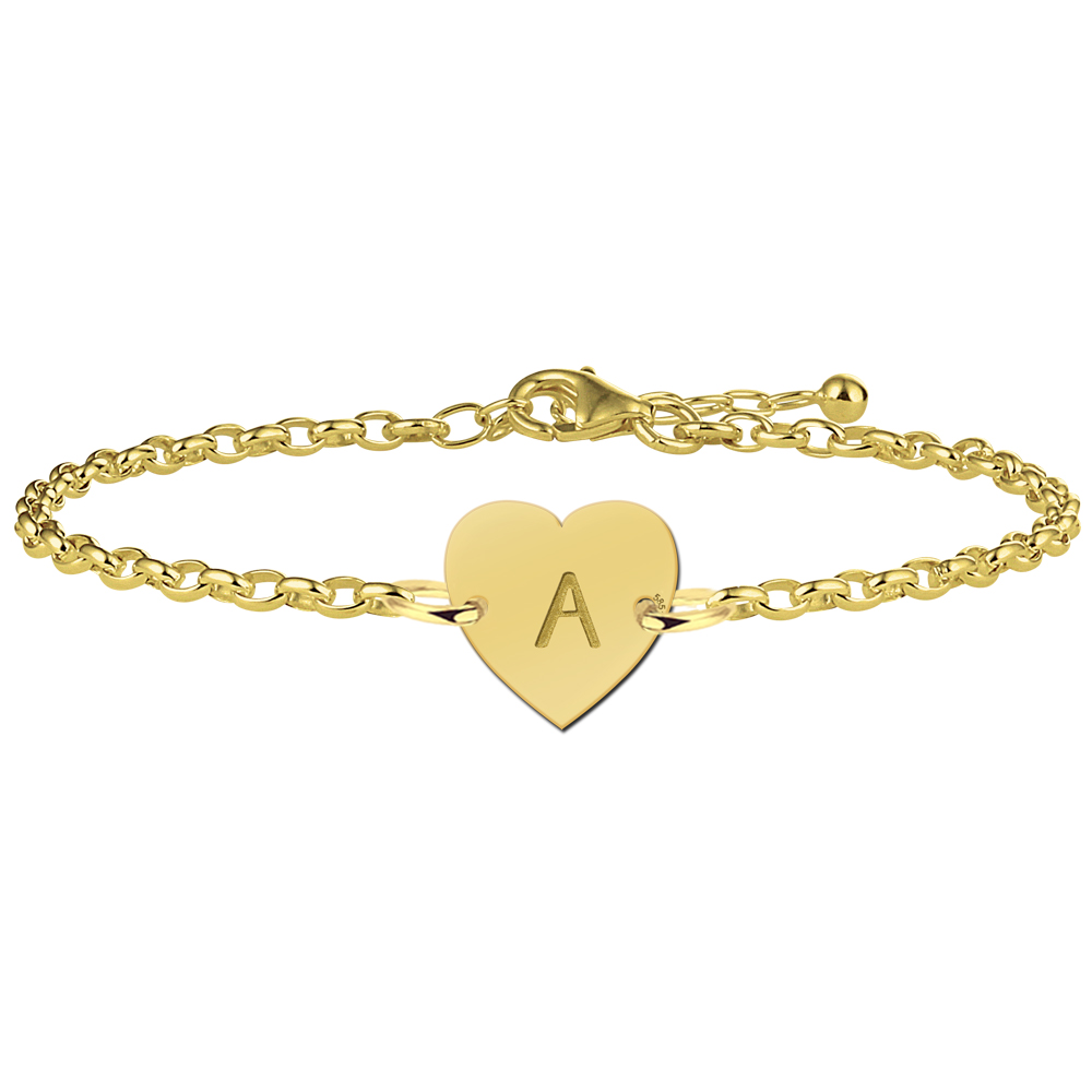 Gouden armband met letter hart