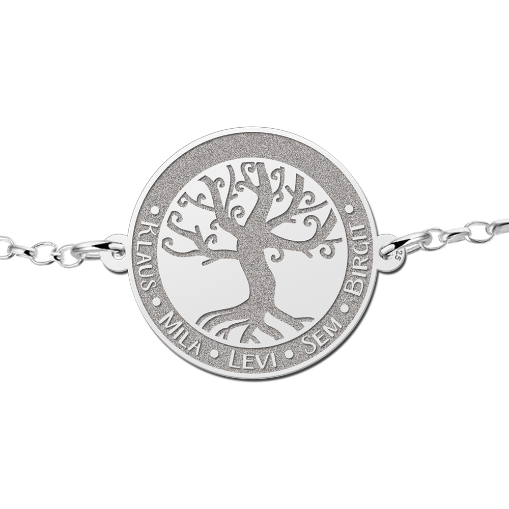 Zilveren armband met levensboom en gravure