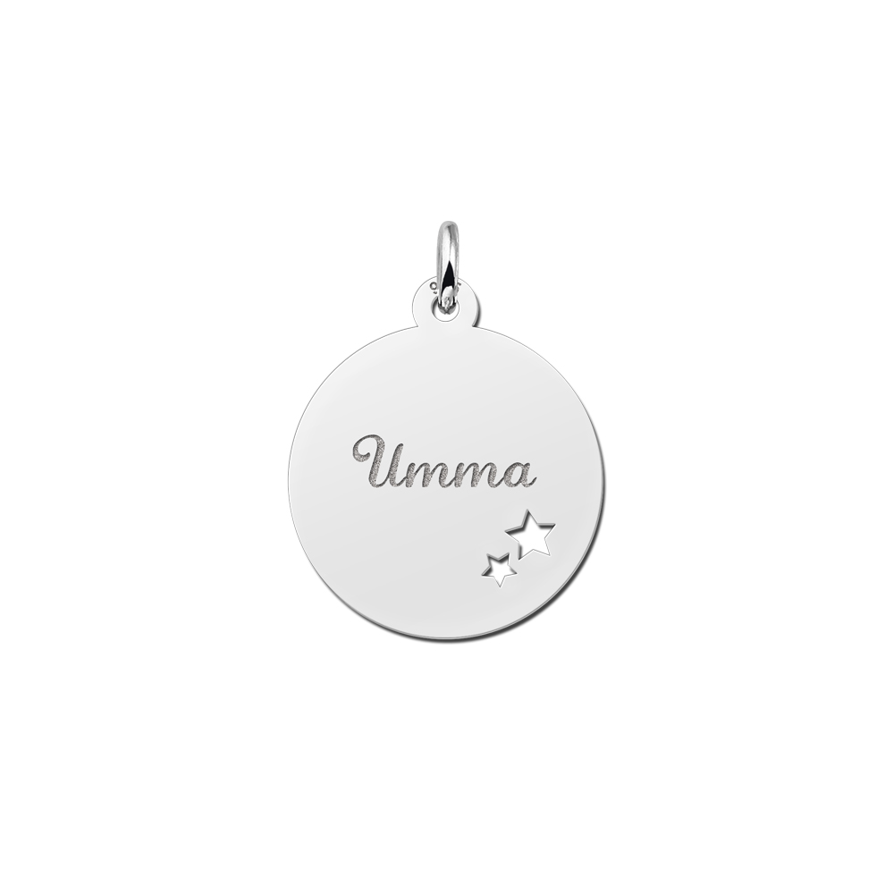 Zilveren hanger met naam en twee sterretjes